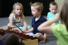 Small Fries, children ages 4 to 7, in music class.