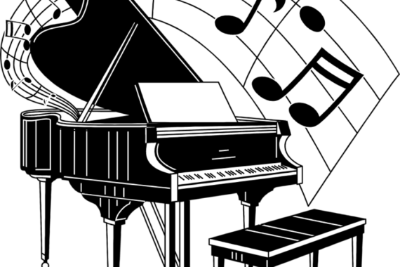 Black and White drawing of a piano