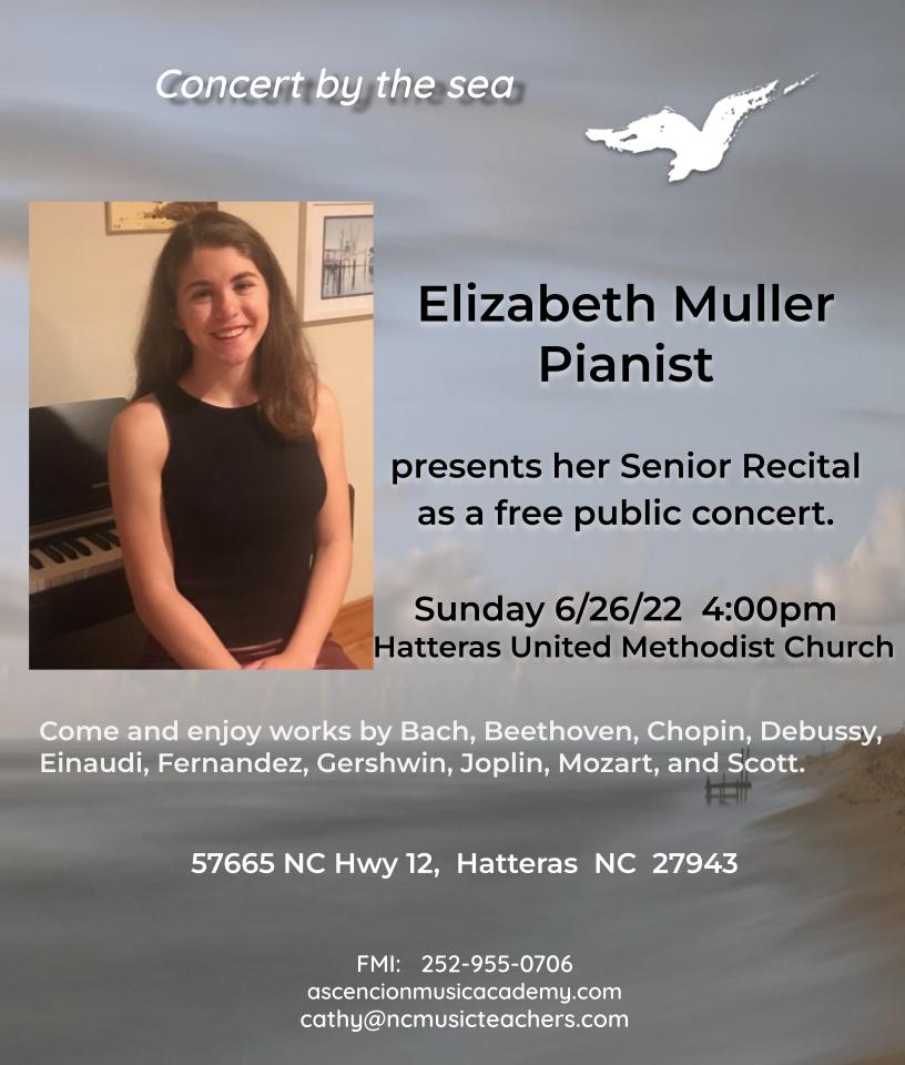 Elizabeth Muller, pianist, in concert.